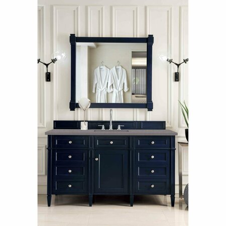 James Martin Vanities Brittany 60in Single Vanity, Victory Blue w/ 3 CM Grey Expo Quartz Top 650-V60S-VBL-3GEX